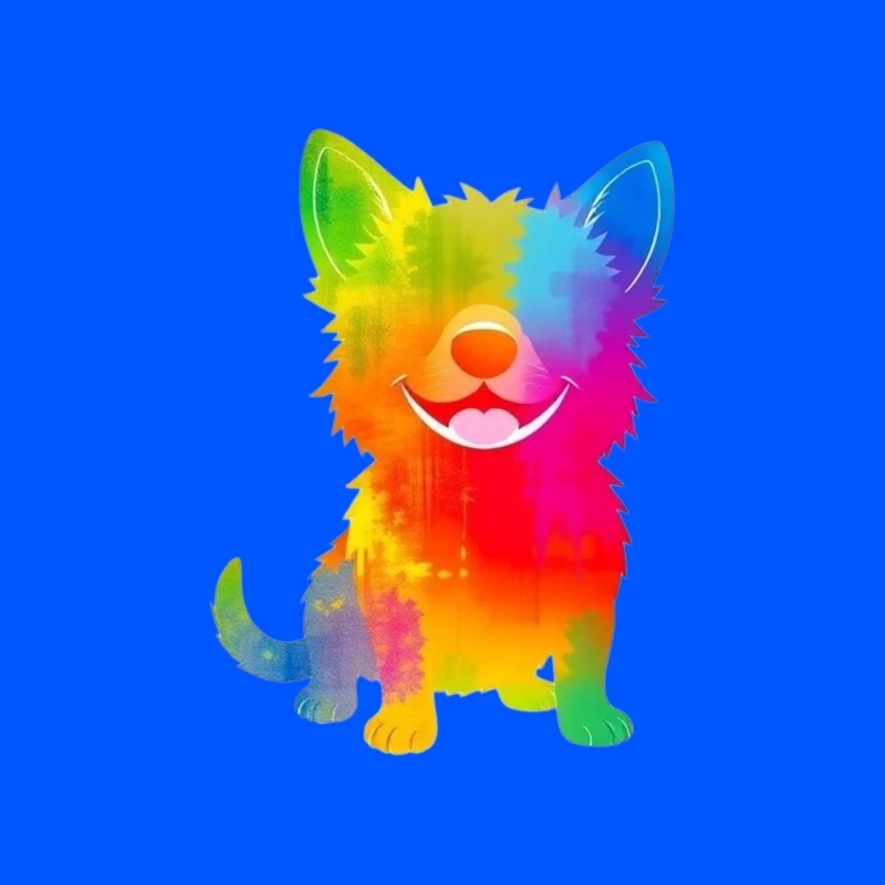 Colorful Cartoon Dog Illustration Tapestry