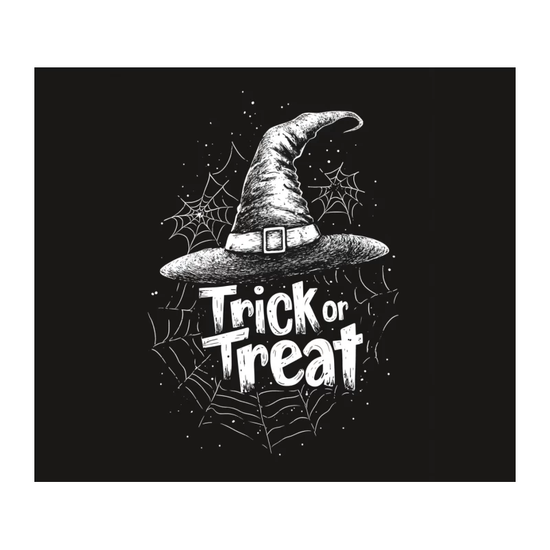 Spooky Halloween Witch Hat Trick or Treat Illustration Tapestry