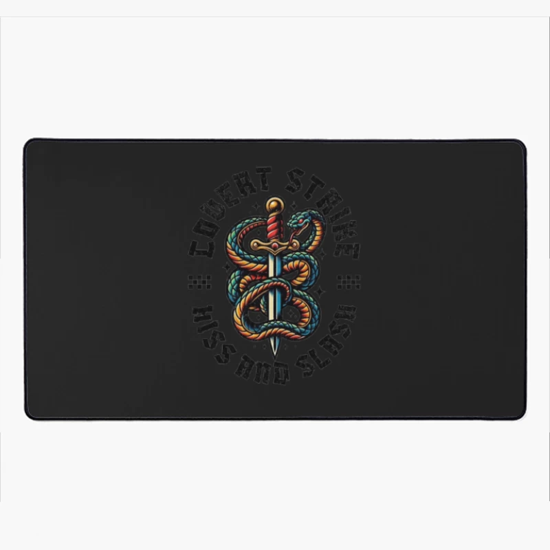 Traditional Snake and Dagger Logo Design - Covert Strike Emblem Desk Mat