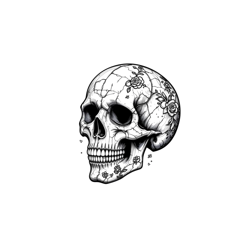 Artistic Skull with Floral Details Travel Mug