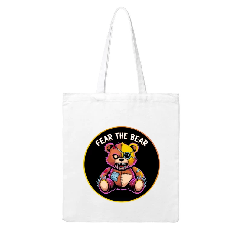 Scary Stitched Teddy Bear  "Fear The Bear" Cotton Tote Bag