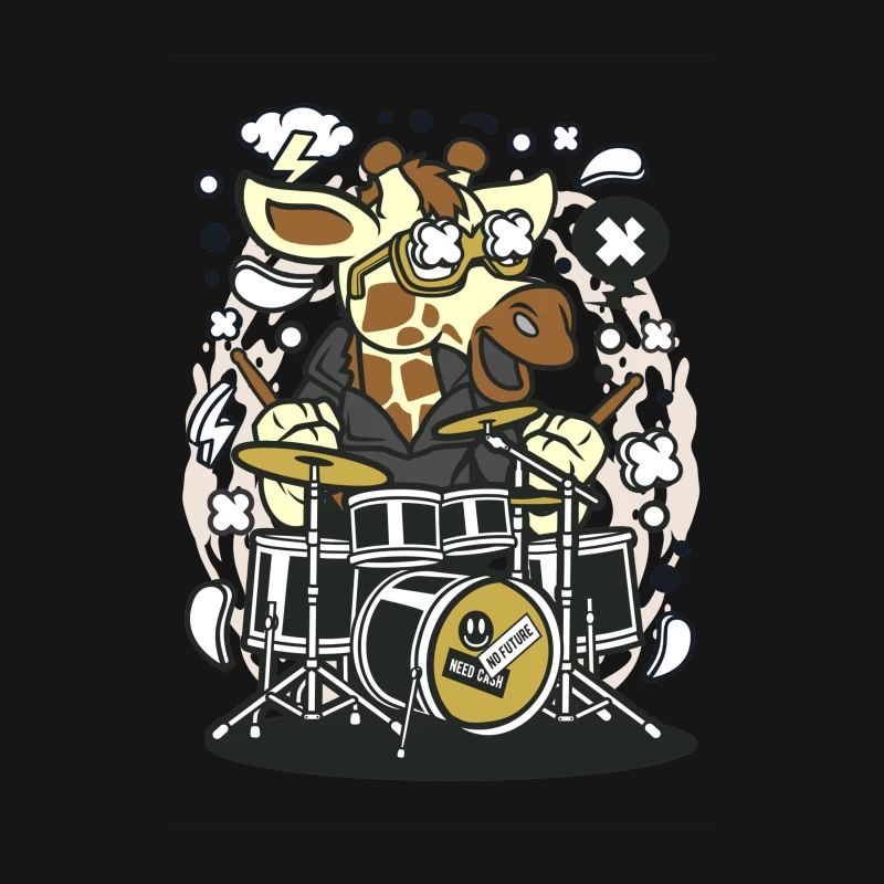 Girafe rockstar jouant de la batterie Femme T-Shirt