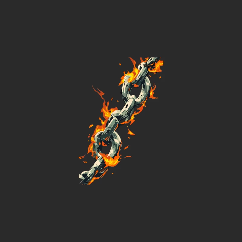 Fiery Metal Chain: Strength in Flames Baseball Cap