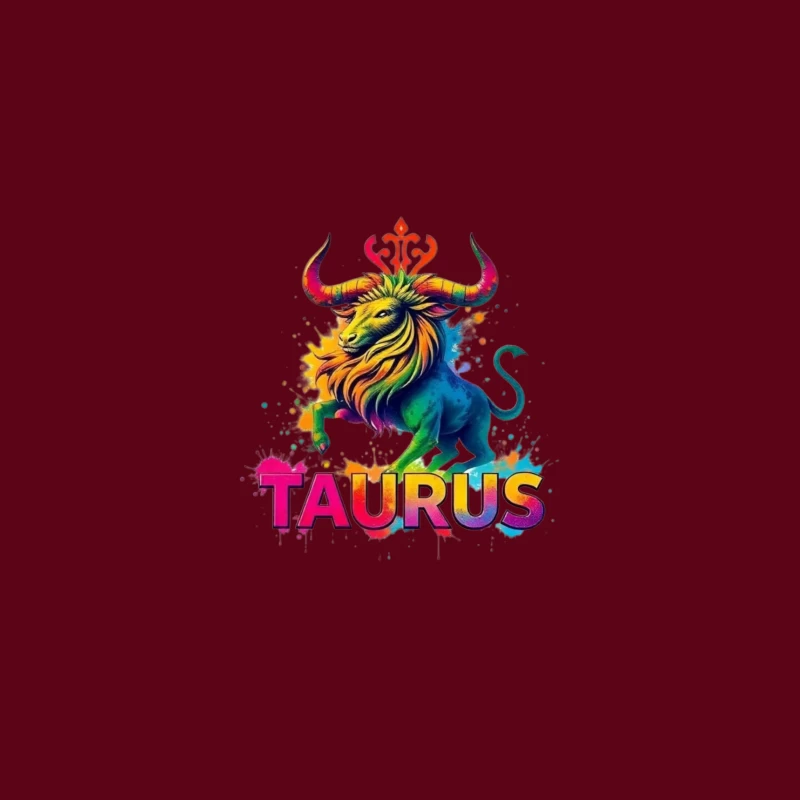 Colorful Taurus Zodiac Illustration Desk Mat