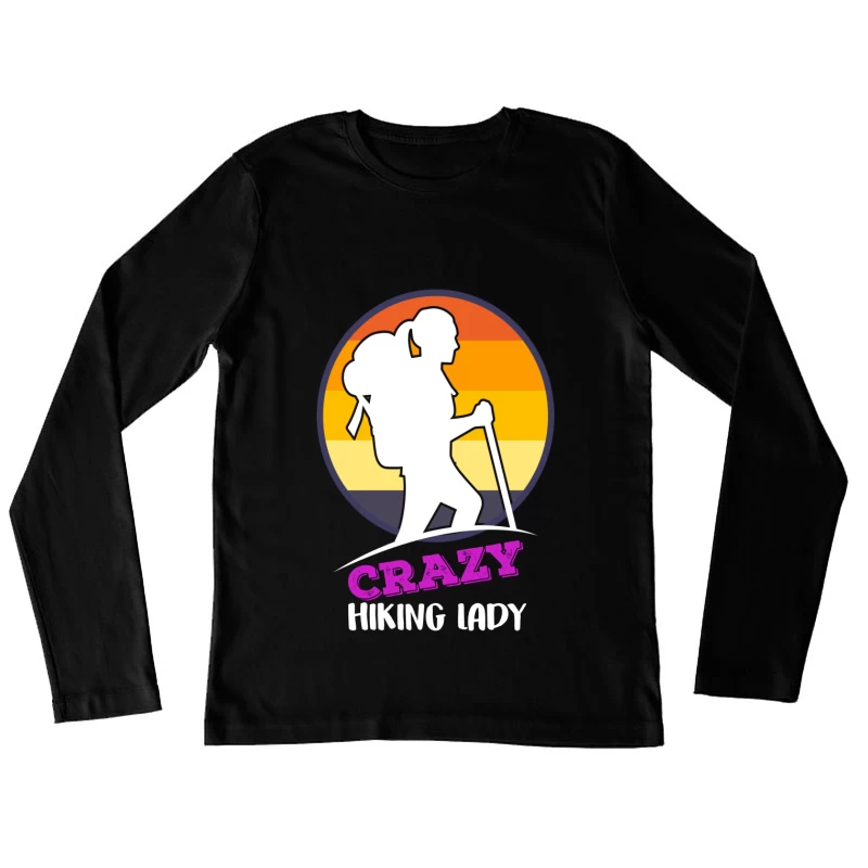 Silhouette de randonneuse avec sac à dos Femme Manches Longues T-Shirt