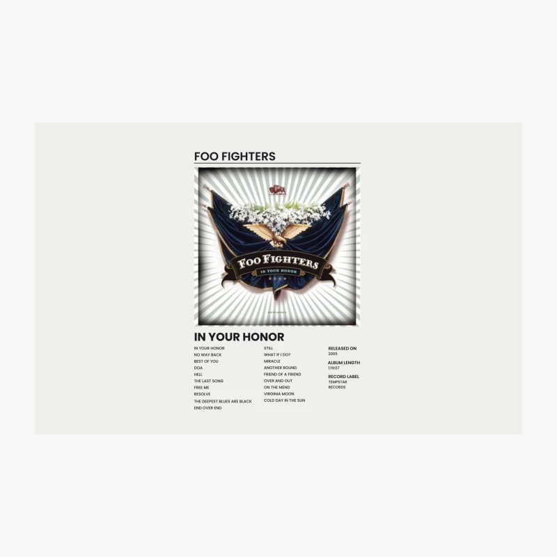 Foo Fighters' 2005 Album "In Your Honor" Cover and Track Listing Travel Mug