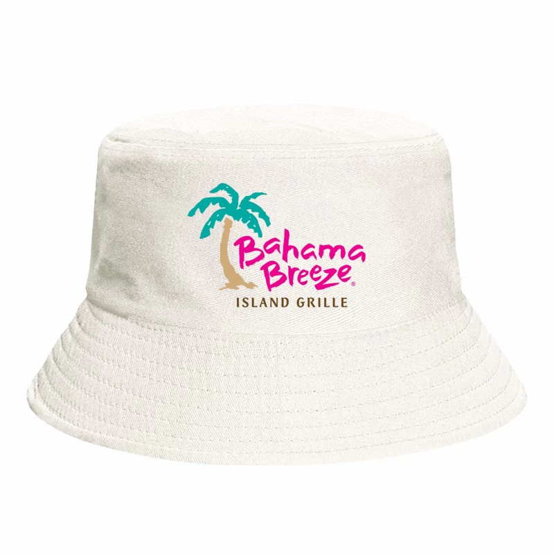 Bahama Breeze Island Grille Restaurant Logo with Tropical Palm Tree Bucket Hat