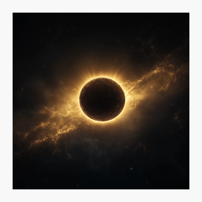 Celestial Wonder: Golden Solar Eclipse in Cosmic Nebula Pin