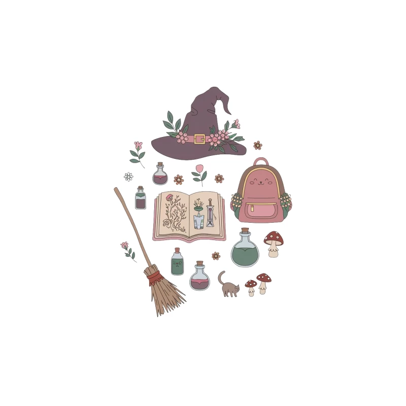 Whimsical Witch's Essentials: A Magical Collection Tapestry