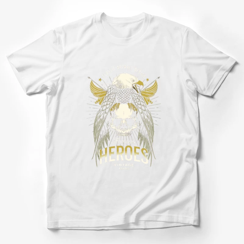 Heroic Eagle Skull with Golden Wings Vintage Design Male T-Shirt