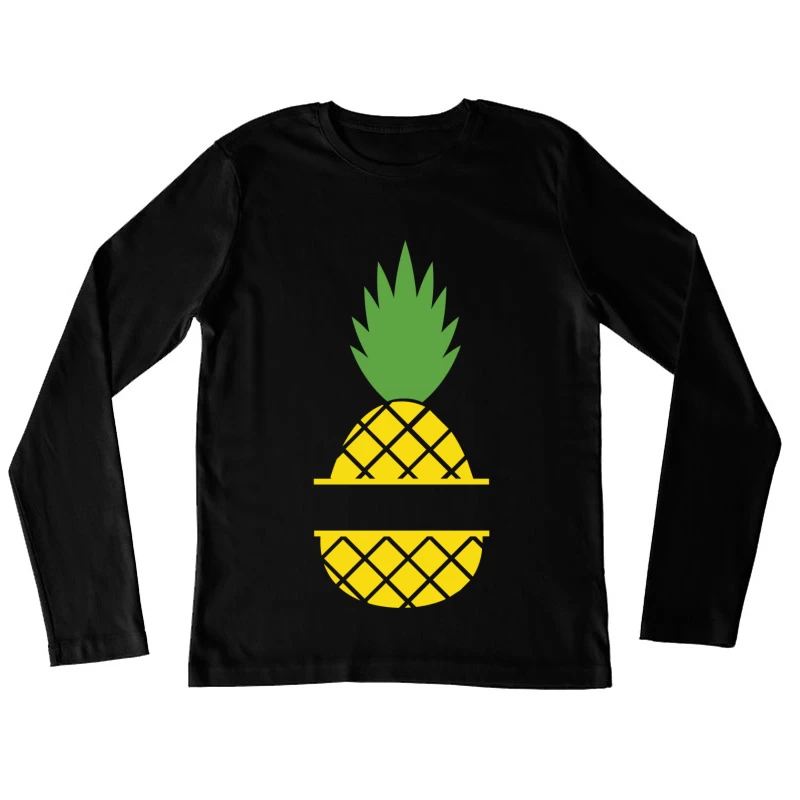 Logo et image d'ananas Femme Manches Longues T-Shirt