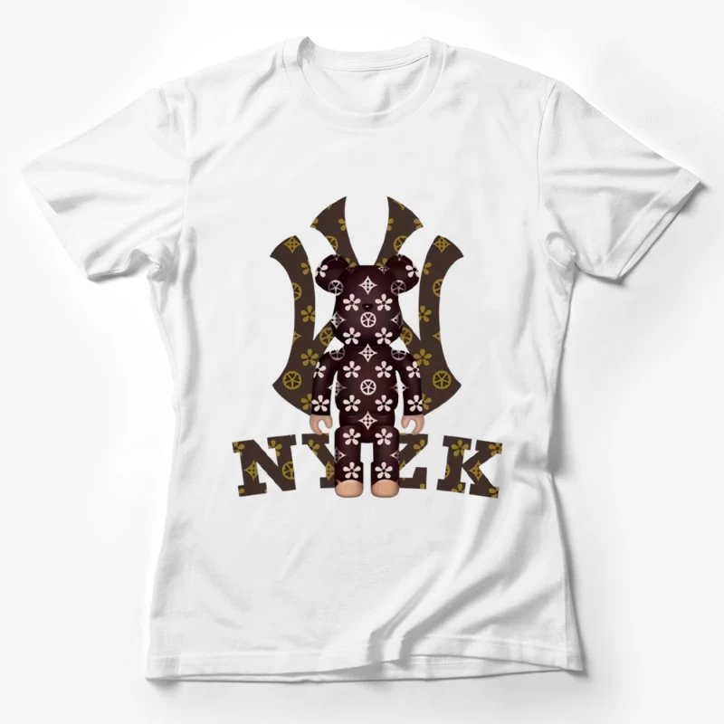 Künstlerisches Bärendesign mit Monogrammmustern Damen T-Shirt