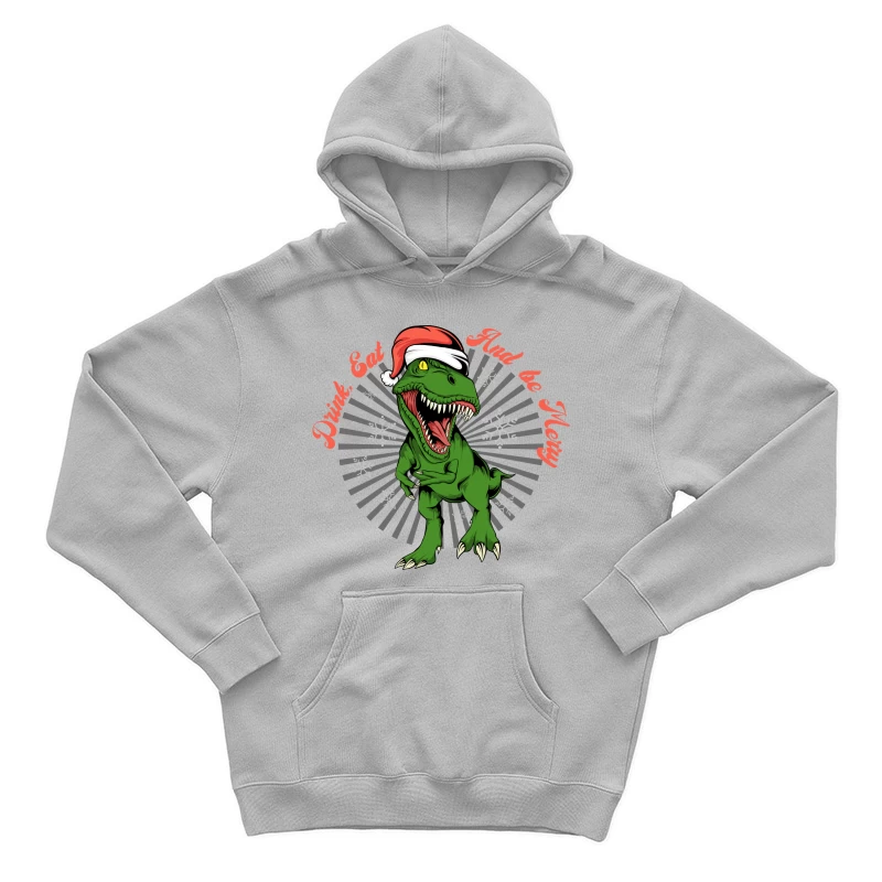 Festive Dinosaur Christmas Fun Male Pullover Hoodie