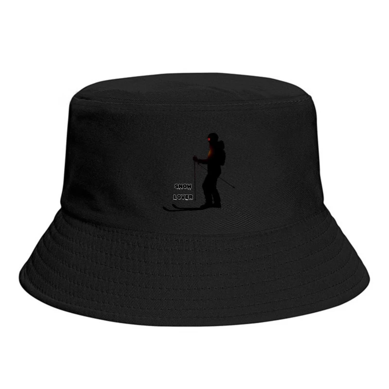 Silhouette of Snow Lover Skiing Bucket Hat