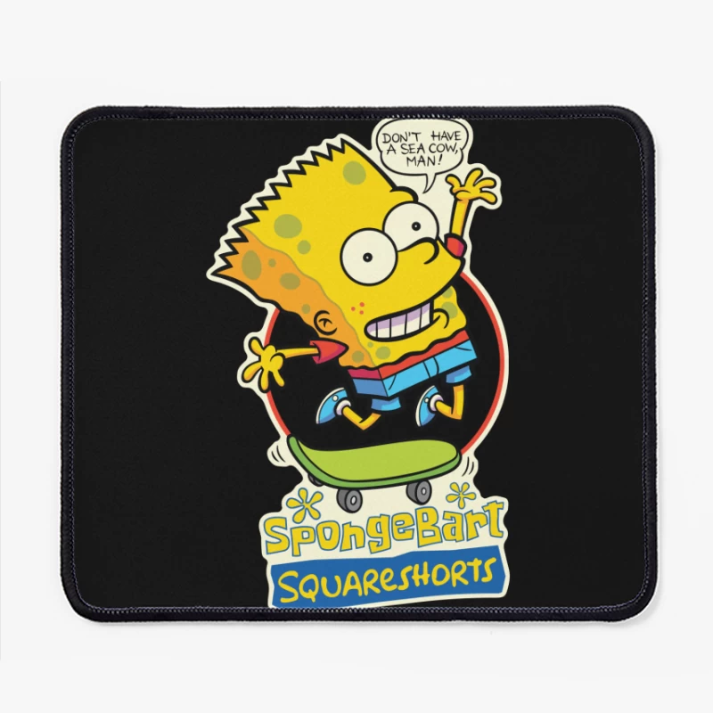 SpongeBart Squareshorts Skateboarding Character Mouse Pad