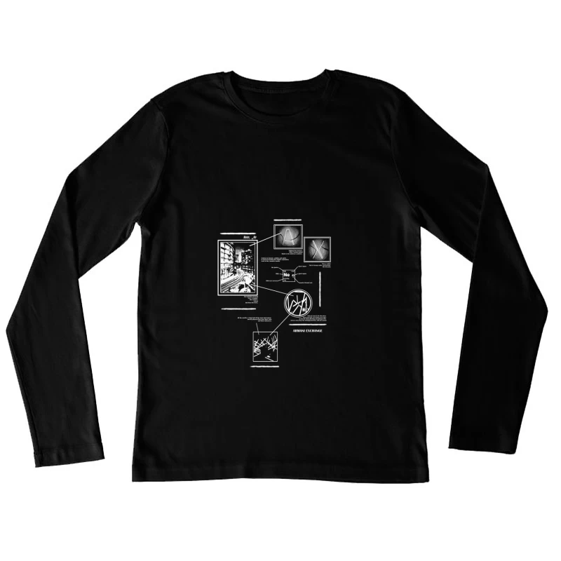 Technisches Diagramm mit Markierungen Damen Langarm T-Shirt
