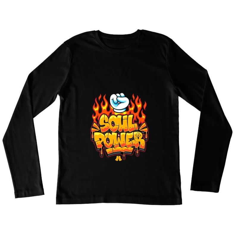 Bunte Soul Power-Graffiti-Illustration Damen Langarm T-Shirt