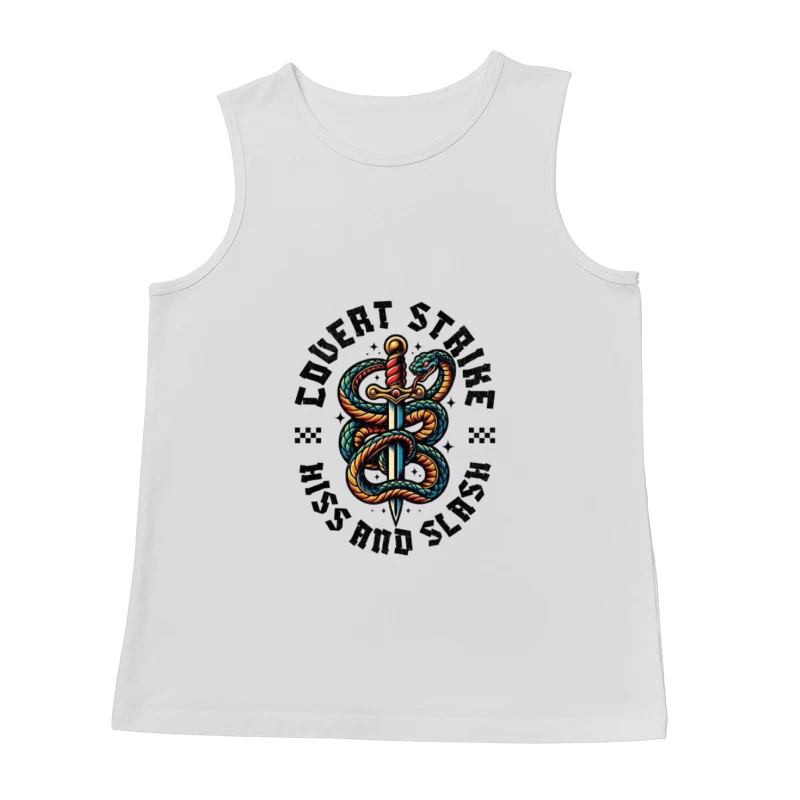 Traditional Snake and Dagger Logo Design - Covert Strike Emblem Male Tank Top