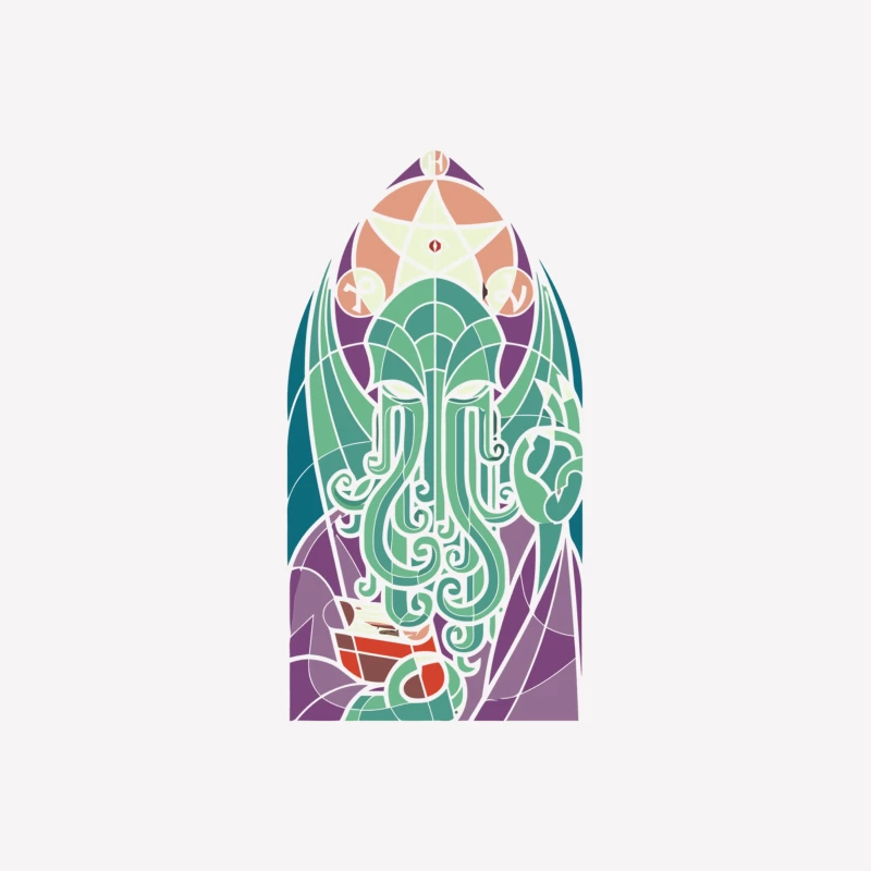 Art Nouveau Cthulhu: Stained Glass Cosmic Horror Male T-Shirt