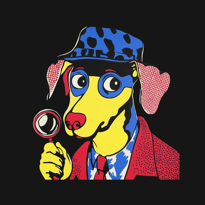 Whimsical Pop Art Dog Detective with Magnifying Glass Mouse Pad