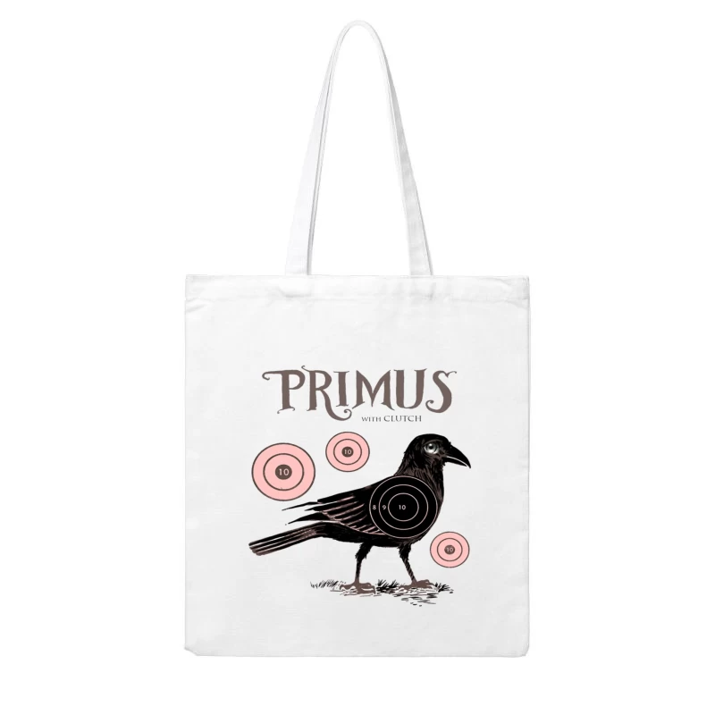 Vintage-Style Primus Concert Poster with Crow and Target Designs Cotton Tote Bag