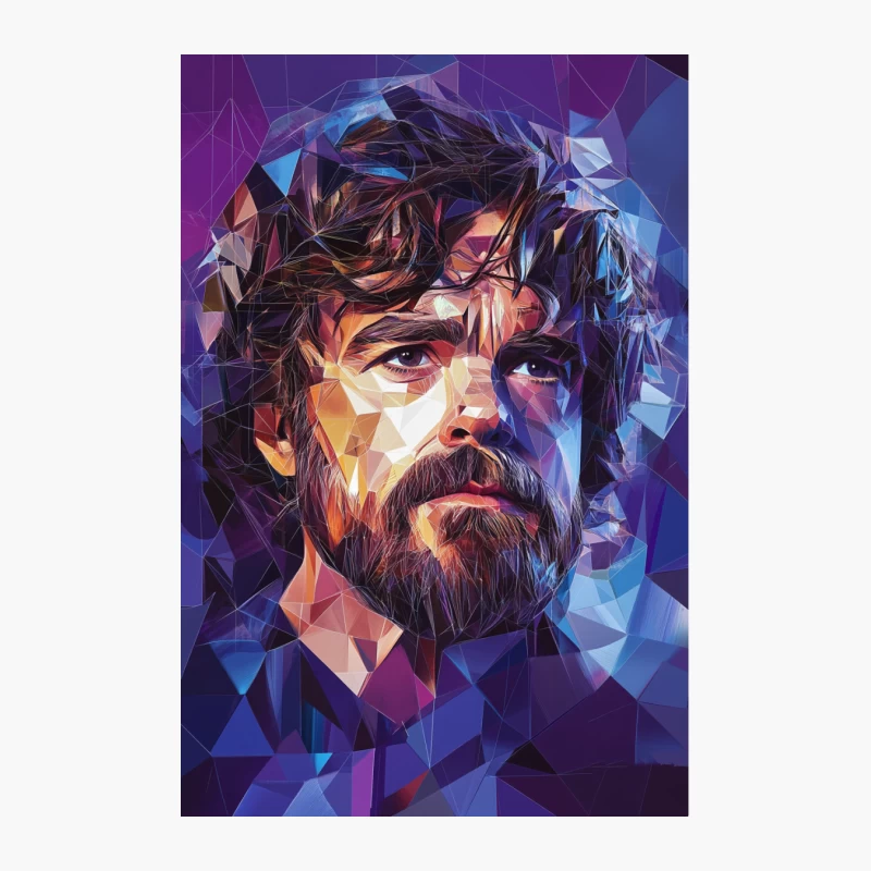 Geometric Abstract Portrait of Bearded Man in Vibrant Colors Cotton Tote Bag
