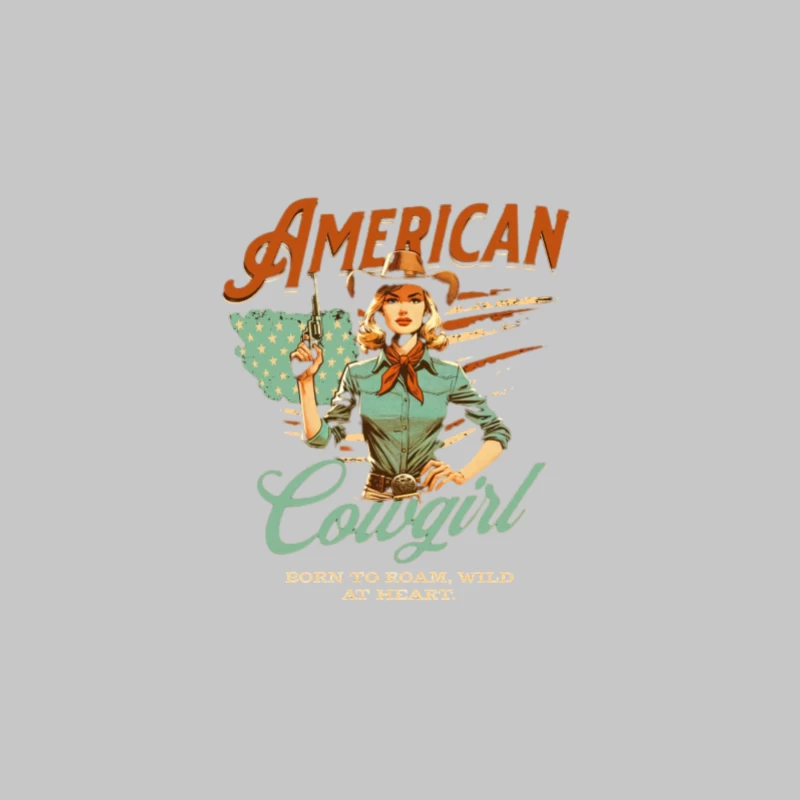 Illustration de Cowgirl Américaine Femme Manches Longues T-Shirt