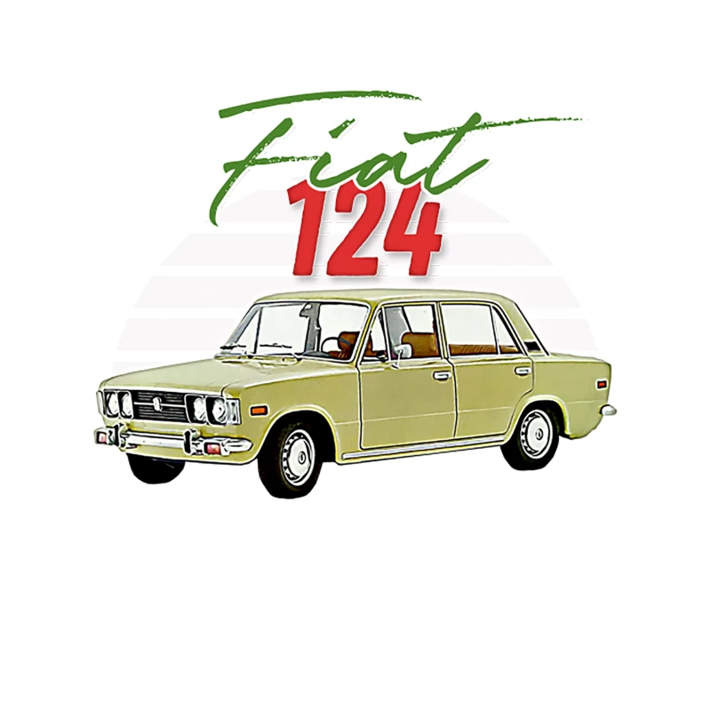 Fiat 124  Retro Italian Car Lover Gift Design Tapestry