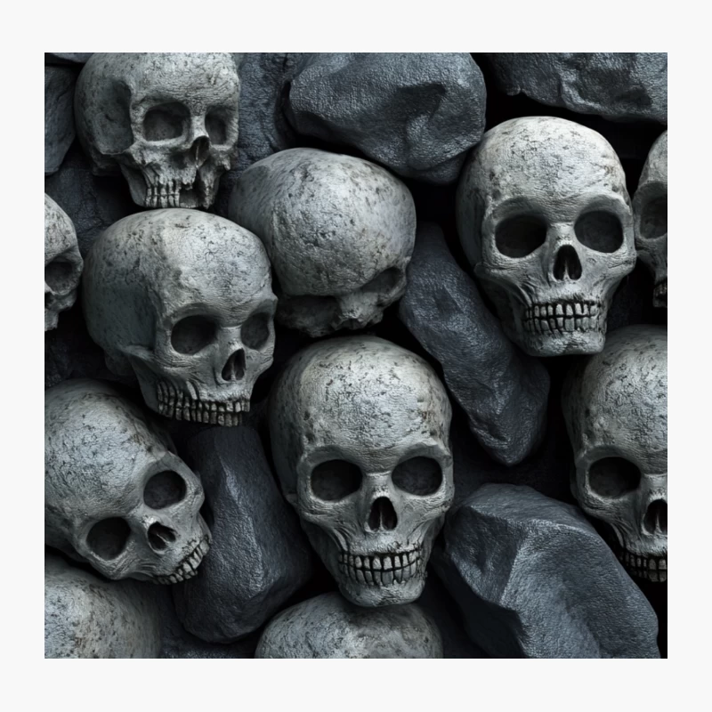 Macabre Collection of Skulls: A Gothic Display of Death Throw Pillow