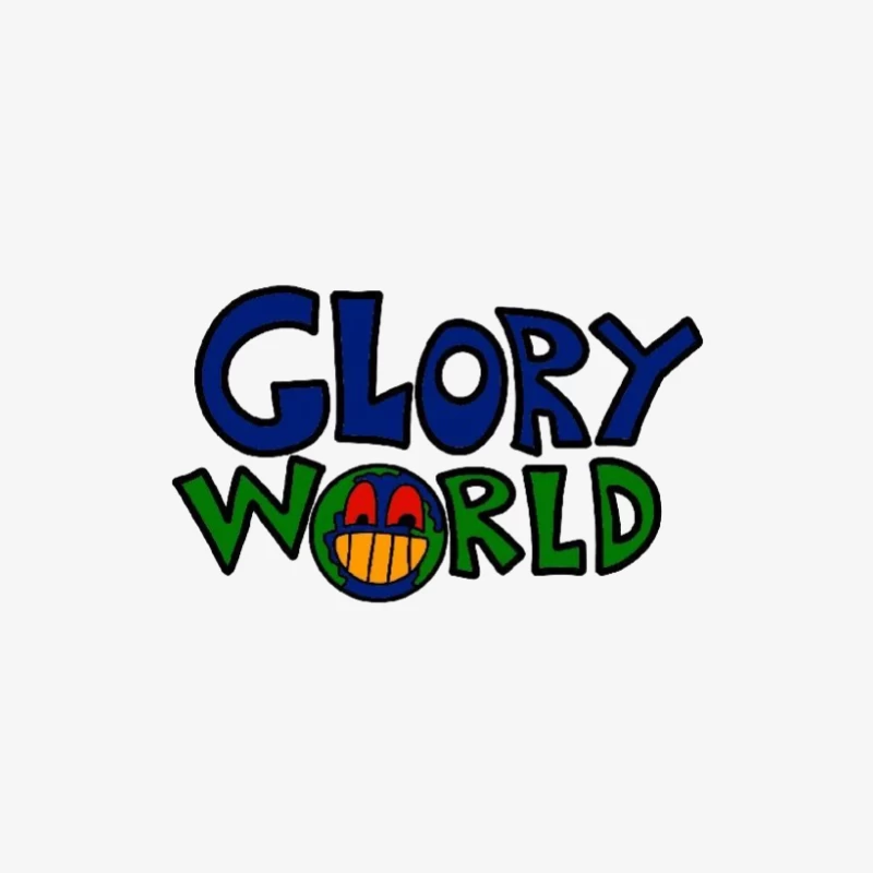 Glory World Logo mit lächelndem Globus Herren Langarm T-Shirt