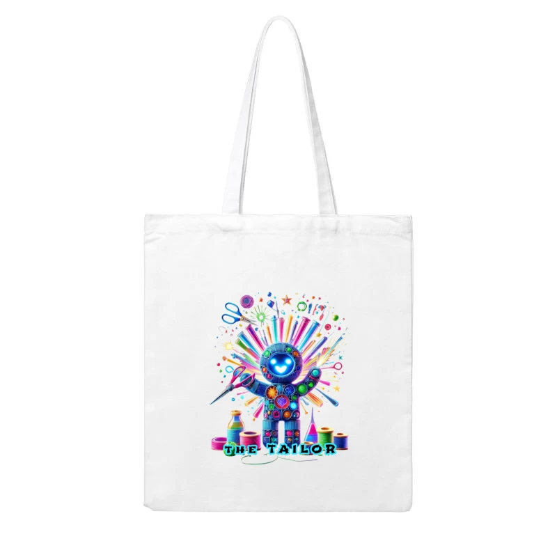 The Magical Sewing Robot: A Colorful Crafting Fantasy Cotton Tote Bag