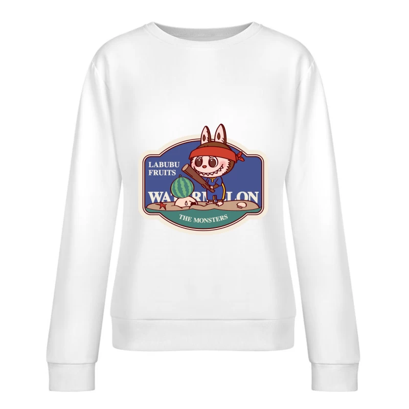 Labubu Figur mit Wassermelone Damen Pullover Sweatshirt