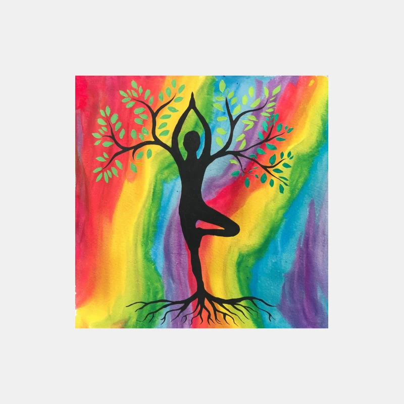 Colorful Yoga Tree Pose: Mindfulness in Nature Male Tank Top