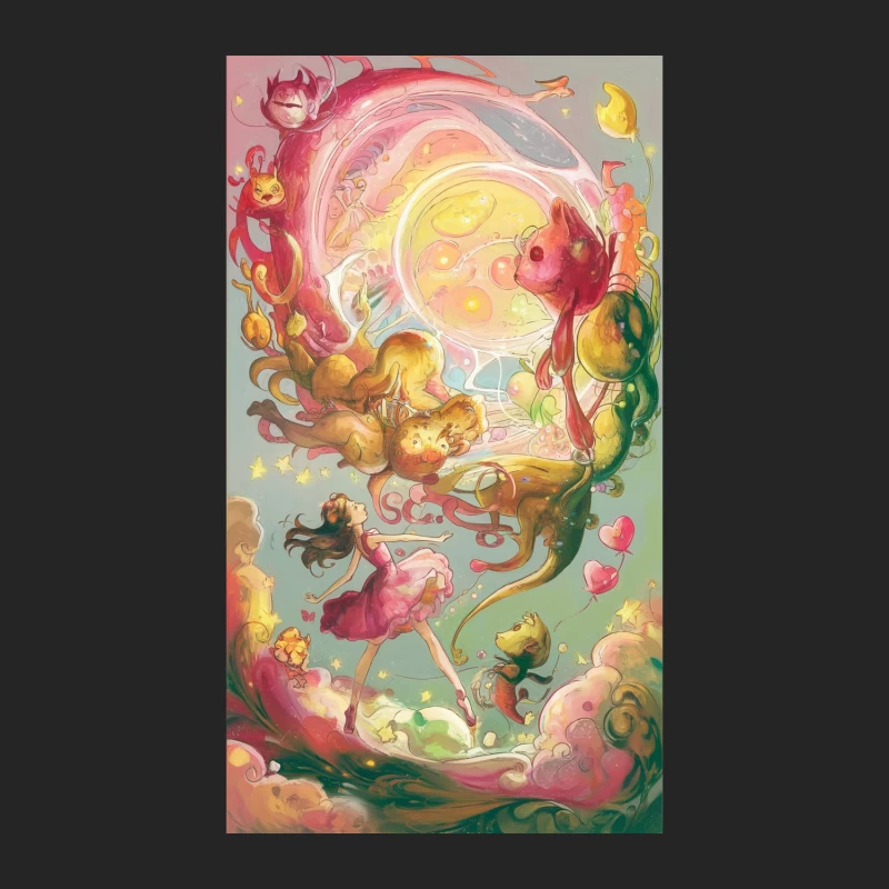 Whimsical Fantasy: A Dreamlike Swirl of Magical Creatures Male Pullover Sweatshirt