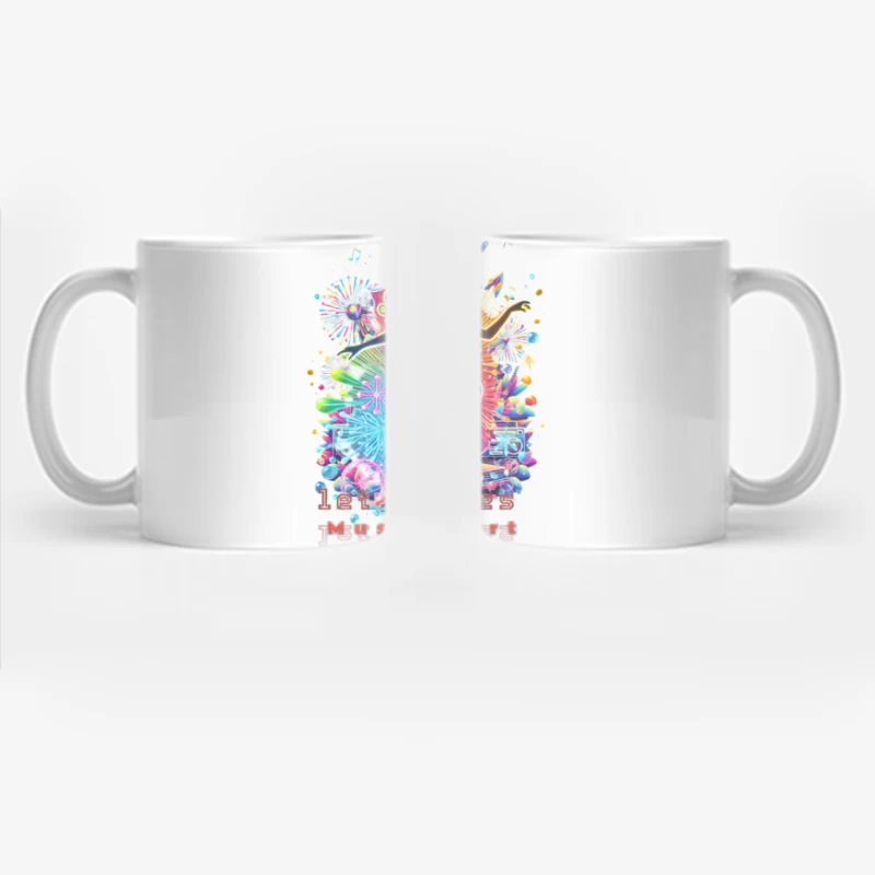 Neon ice skater girl Silhouette with Retro Music Vibes Coffee Mug