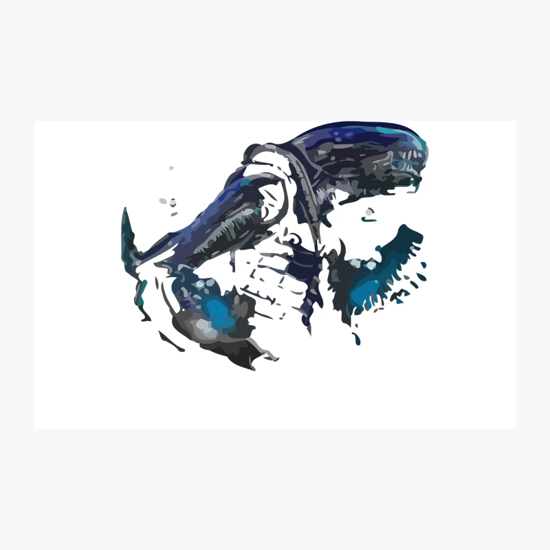 Dynamic Blue Abstract Athletic Figure in Motion Travel Mug