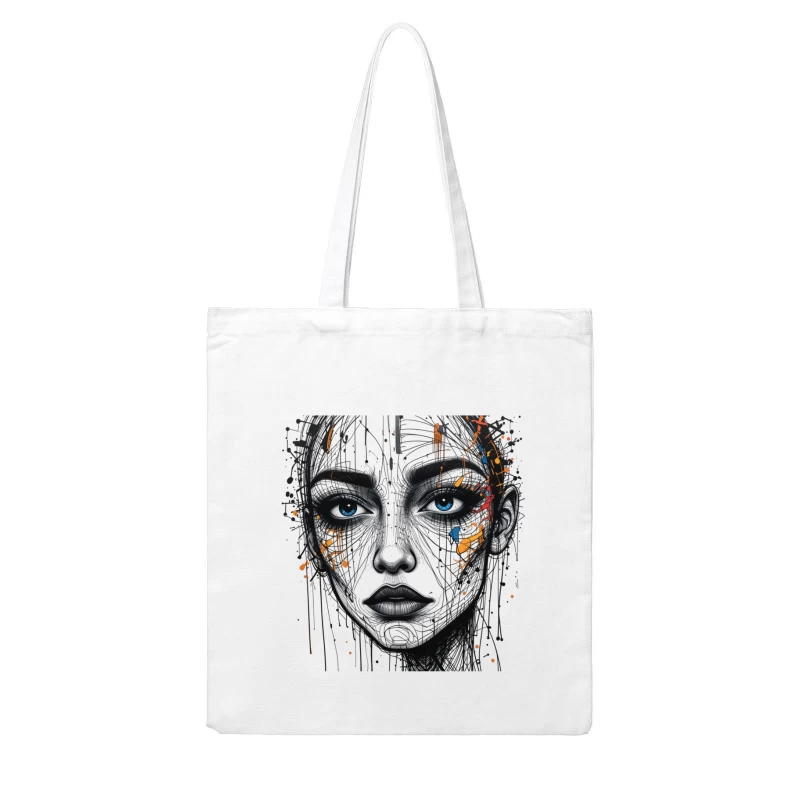 Abstract Portrait with Colorful Accents Cotton Tote Bag
