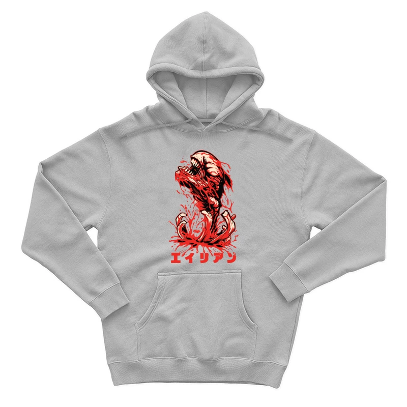 Horror Monster Illustration with Blood Male Pullover Hoodie