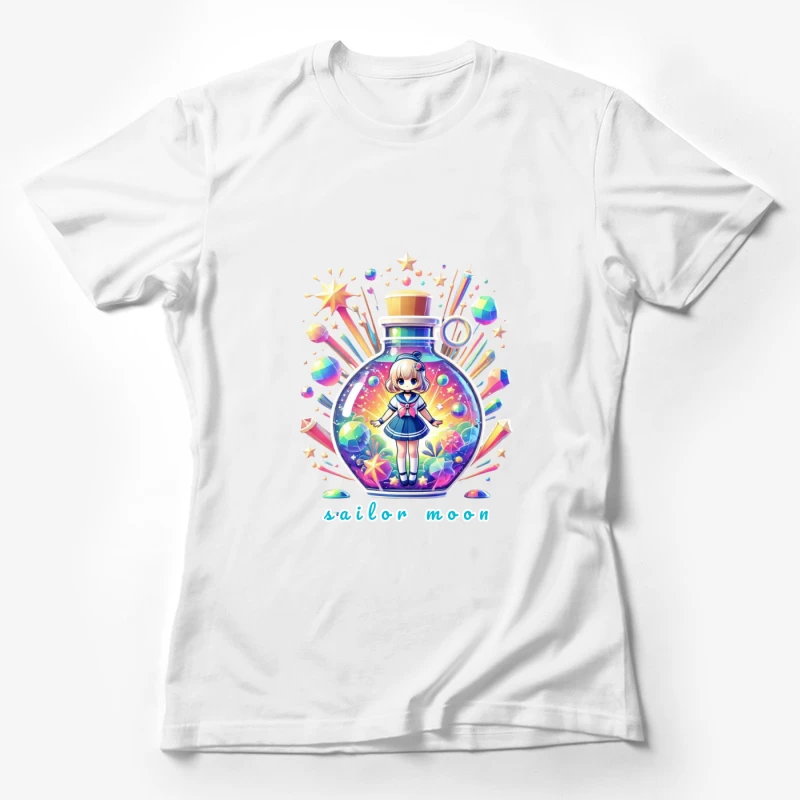 Magical Chibi Sailor in Rainbow Crystal Bottle Female T-Shirt