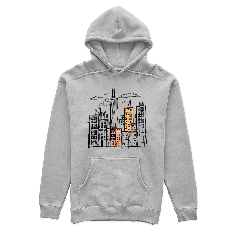 City skyline illustration Female Pullover Hoodie
