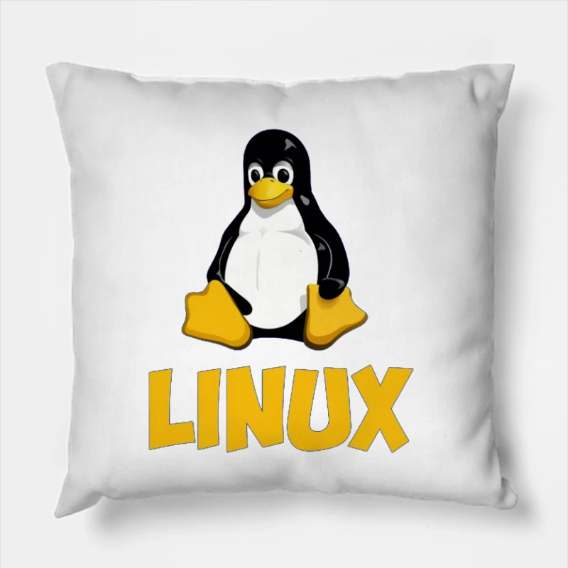 Tux: The Linux Operating System Mascot Logo Throw Pillow