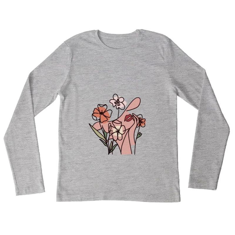 Abstrakte Hand mit Blumen Damen Langarm T-Shirt
