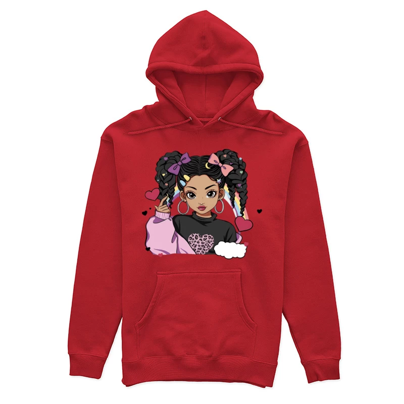 Mädchen mit Zöpfen und Regenbogen Damen Pullover Hoodie