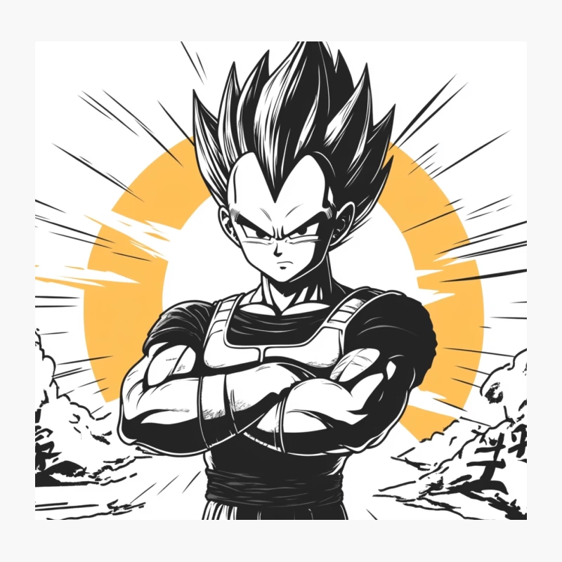 Fierce Vegeta: Iconic Dragon Ball Character with Spiky Hair Throw Pillow