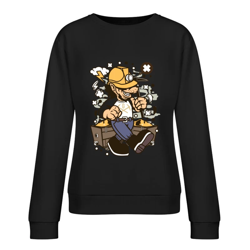 Mineur joyeux avec chariot d'or Femme Sweat-shirt à enfiler