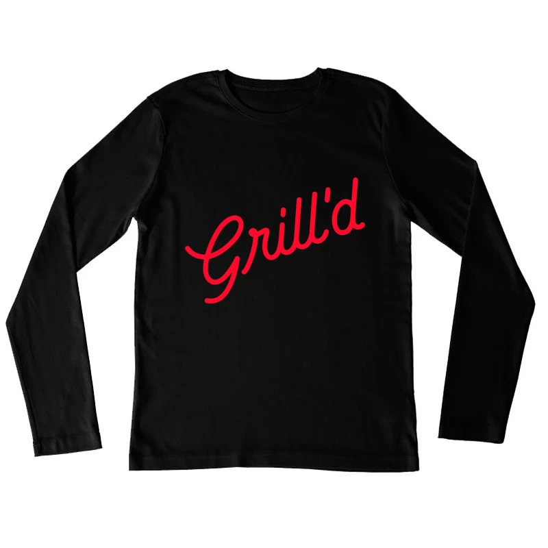 Red Script Logo of Grill'd Restaurant Chain Female Long Sleeve T-Shirt