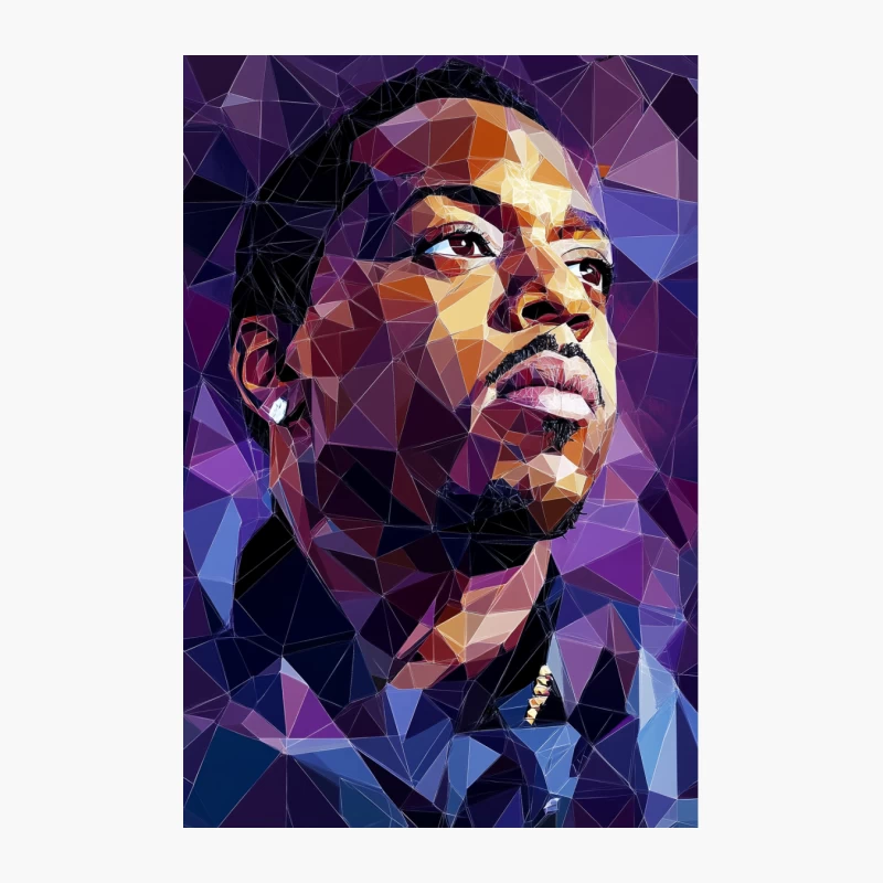 Geometric Abstract Portrait: Modern Polygon Art Cotton Tote Bag