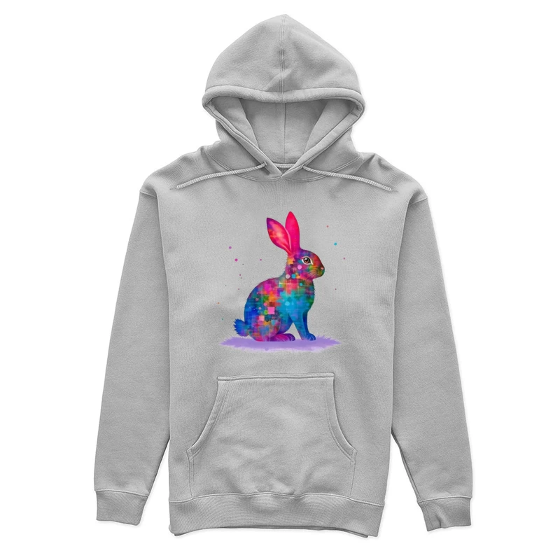 Vibrant Watercolor Geometric Rabbit Art Female Pullover Hoodie