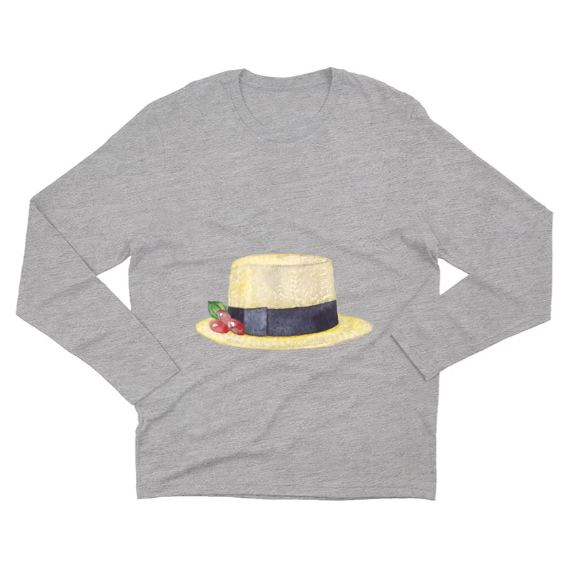 Chapeau Paille Élégant avec Ruban et Baies Homme Manches Longues T-Shirt