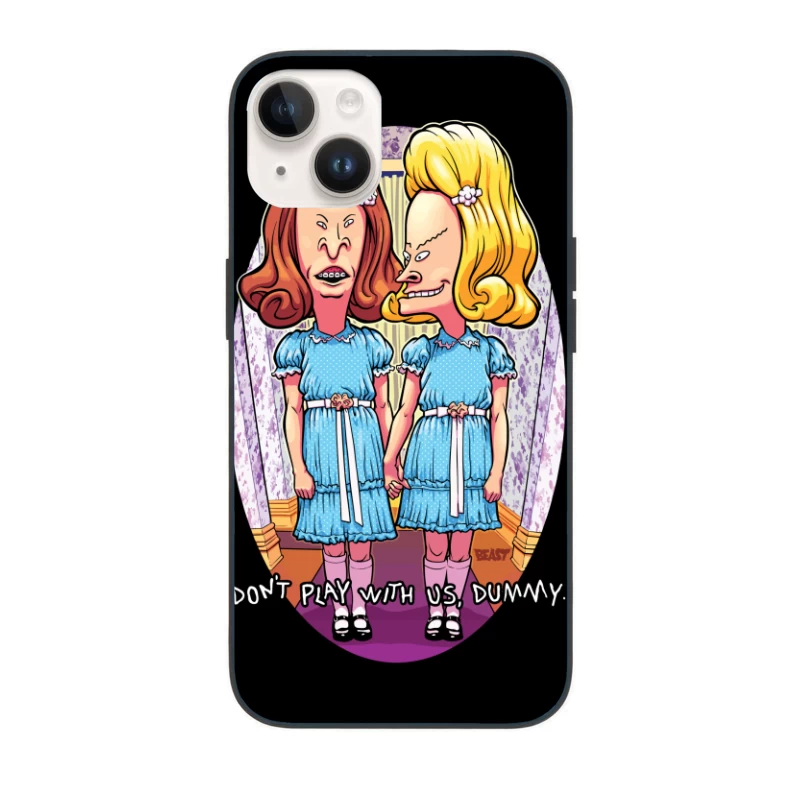 Humorous Cartoon Parody of Horror Characters iPhone Case